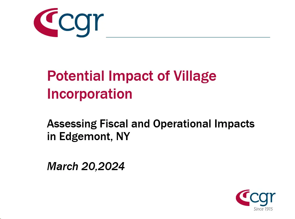 Potential Impact of Village Incorporation Potential Impact of Village Incorporation
